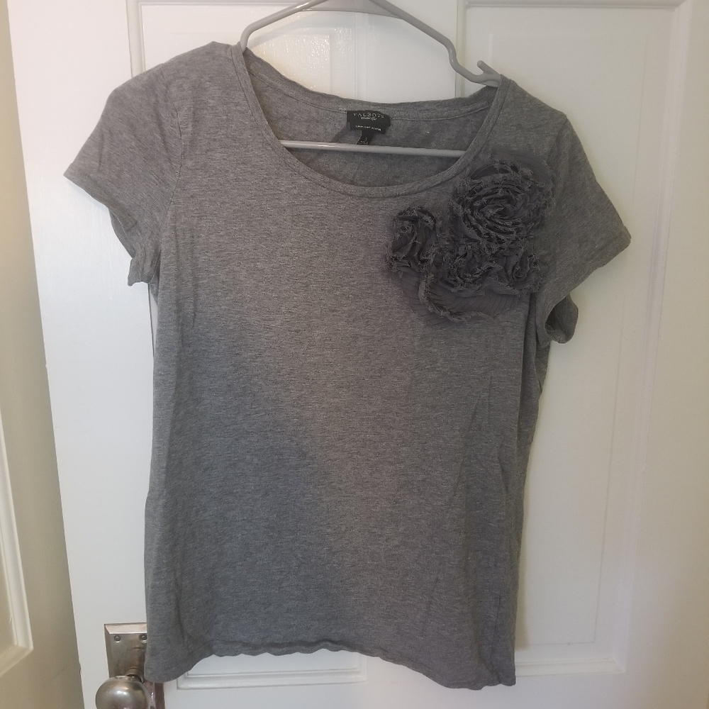 Talbots Gray T-Shirt With Flower